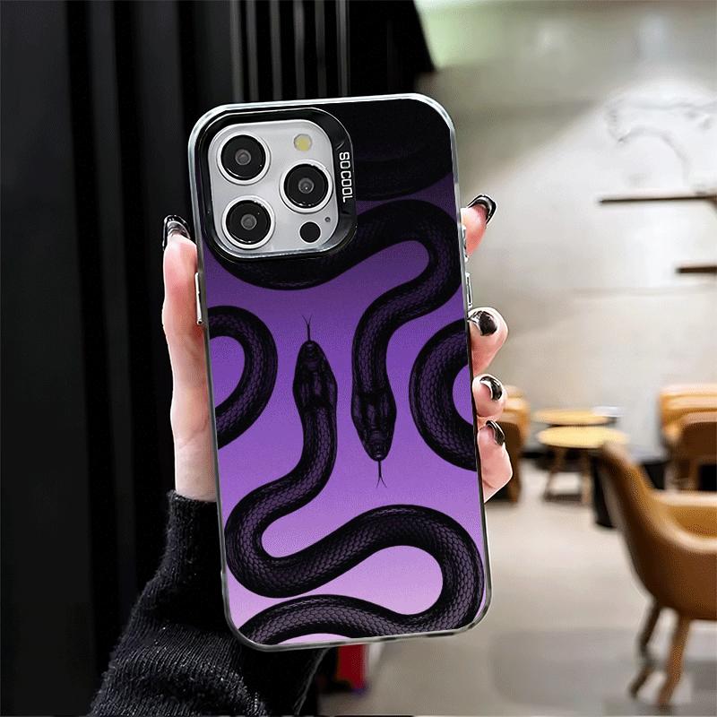 Schwarze Schlangen-Doodle Stoßfeste Handyhülle für iPhone 17 Air 16 16E 15 Pro Max 14 Plus 13 Mini 12 Rückseite Anti-Fall Fundas