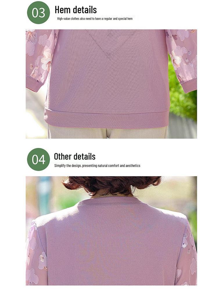 Mid-Age Mom's Fashionable Nine-Sleeve Spring/Autumn Shirt 2025