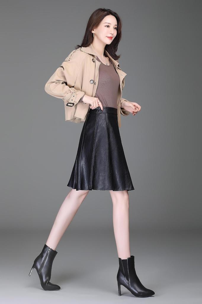 Syvent PU Leather Plus Shiny Faux Leather Solid Perfect for Fall and Winter Women's A-Line Skirt, Knee-Length, Size, High-Waisted, Colorful, Skirt,