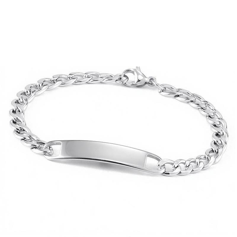 Pulsera Curva de Acero de Titanio Unisex - Grabable Personalizado, Resistente a la Decoloración, Joyería de Eslabones Cubanos