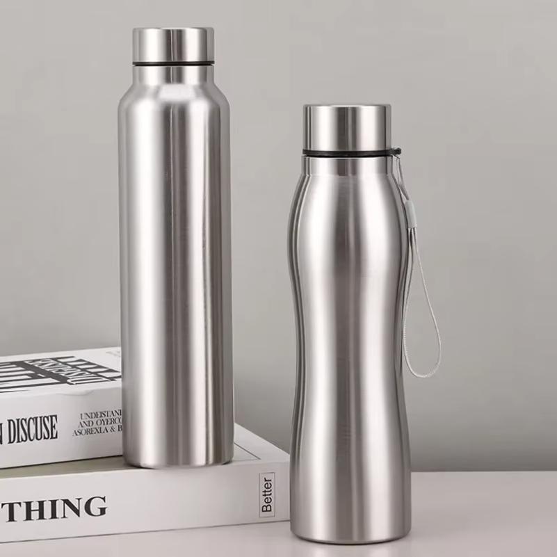 Yüksek Kaliteli 1000ml Paslanmaz Çelik Spor Su Şişesi Tek Katmanlı Sağlam Su Bardağı Metal Matara Bardak Kamp Spor Spor Salonu