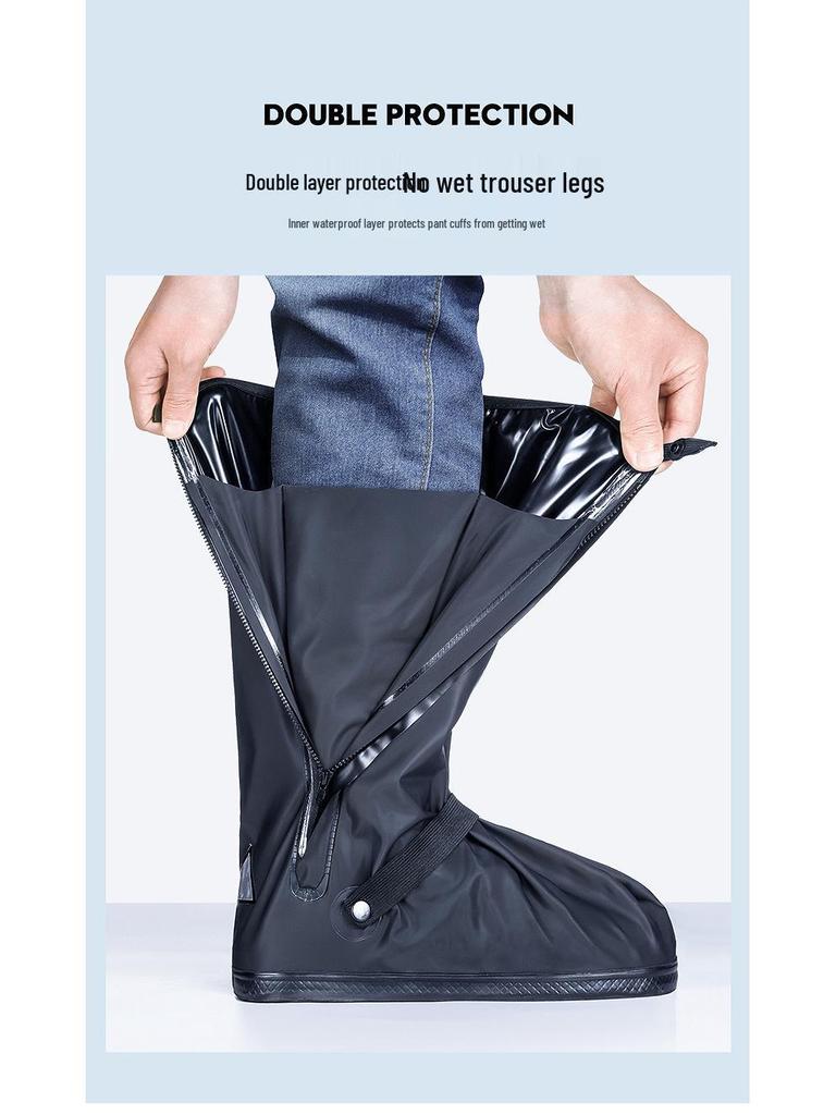 Men's & Women's High-Top Waterproof Non-Slip Rain Shoe Covers, Thickened & Wear-Resistant, Large Size