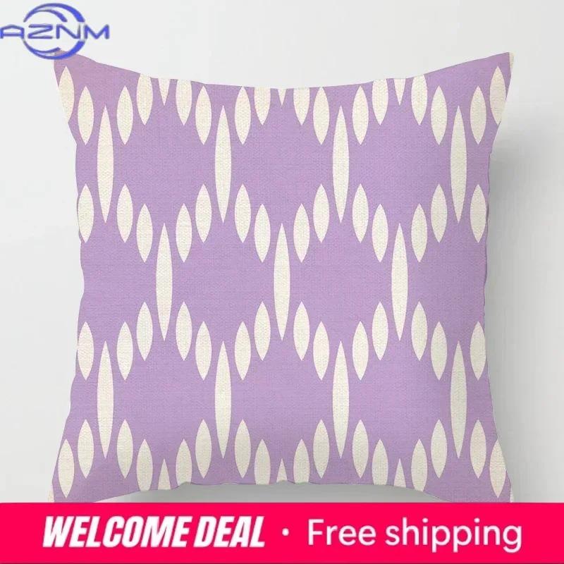 Geometric Light Purple Pillow Cover 50*50 Living Room Sofa Cushion Cover 40*40 Solid Color Decorative Cushion Cover Home Decor