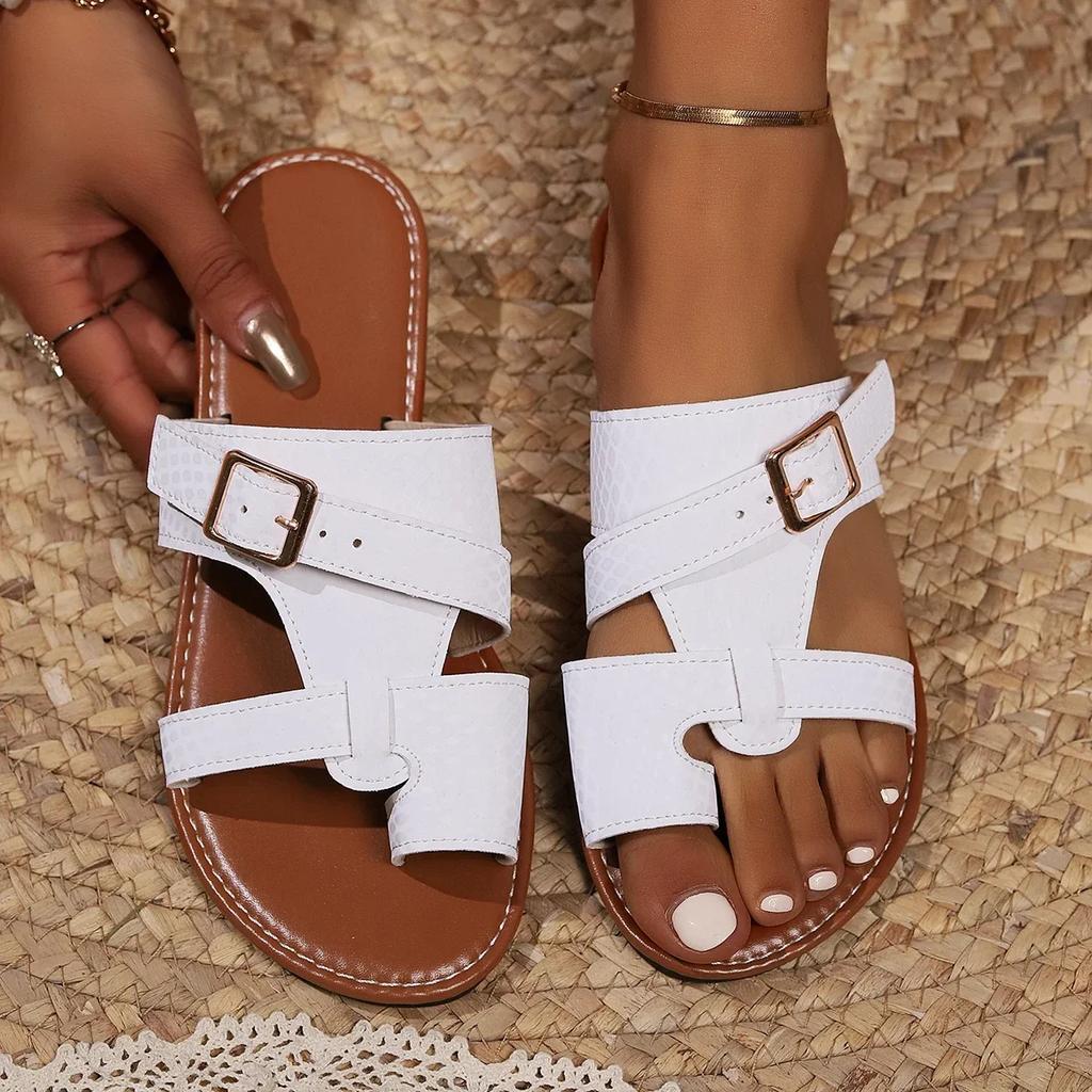 2026 Summer Slippers for Women New Outdoor Open Toe Flat Beach Shoes Retro Women's Casual Slides Shoes Plus Size Women Sandals