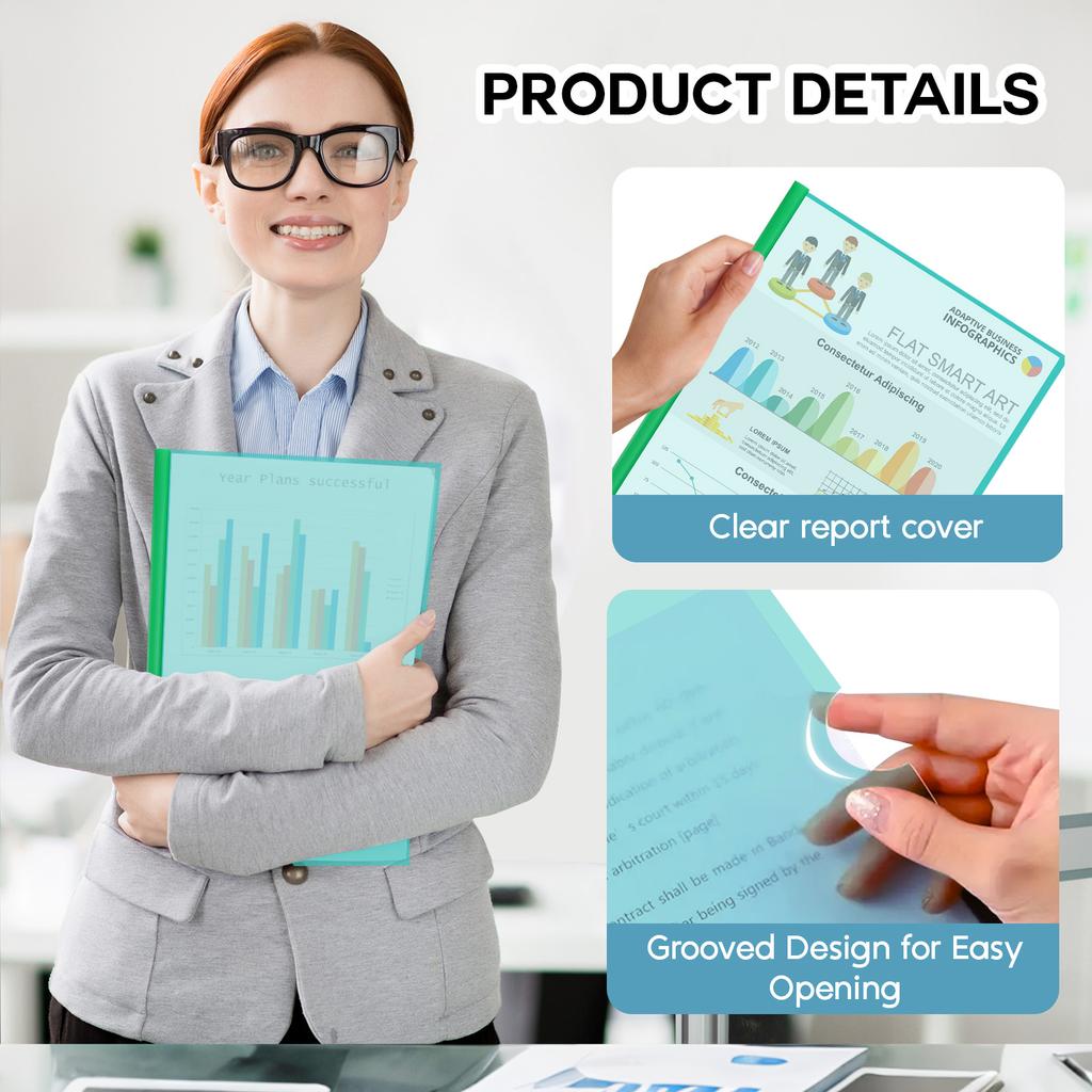 EAGLE Report Covers with Sliding Bar for A4 and Letter Size Paper, Resume Covers Presentation Folders File Document Binder