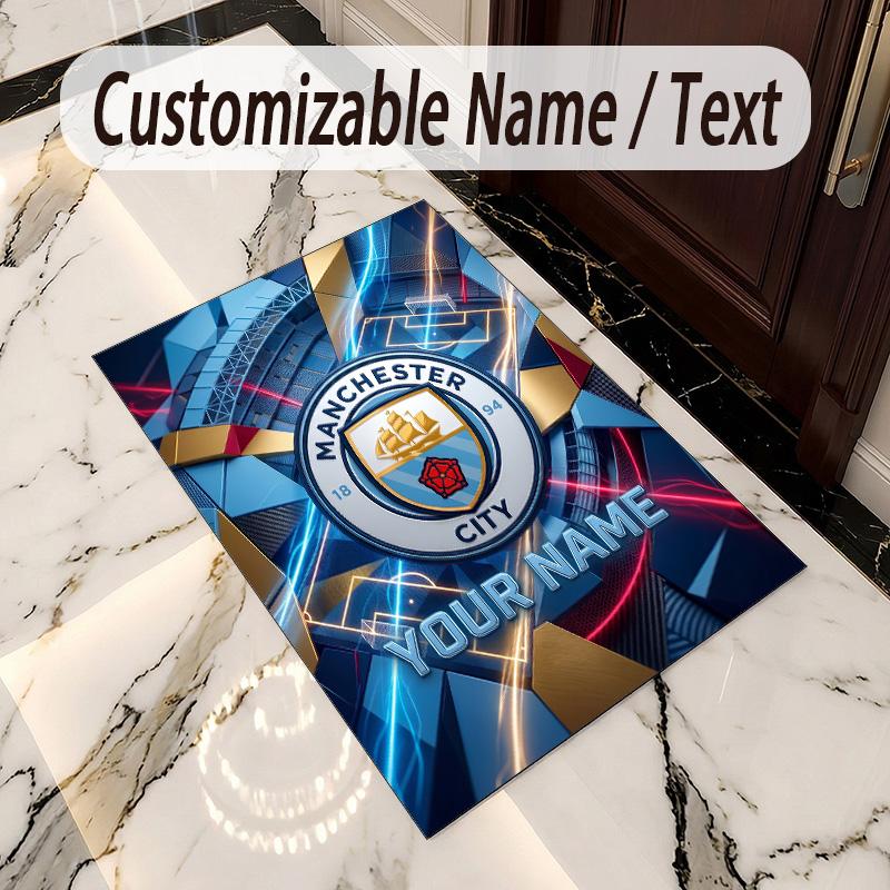 Crystal Velvet Rug Manchester City Print Custom Name Text Floor Mat Home Decor