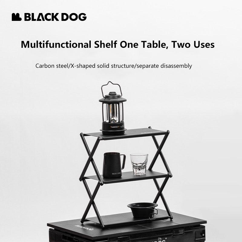 Blackdog Portable Shelf Dining Table Top Table Load Capacity 30kg Carbon Steel Three Shelves Folding Camping Storage