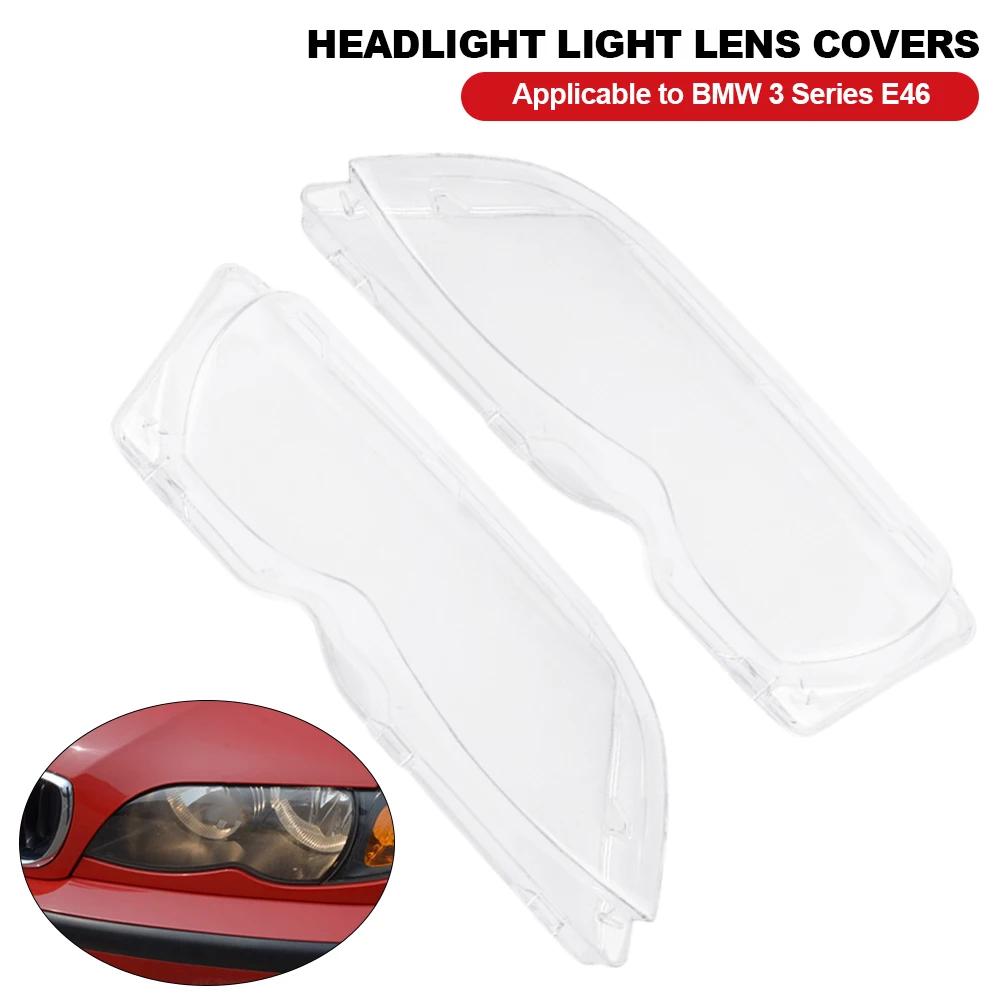 Left+Right Car Front Headlight Lens Cover For BMW E46 2 Door 1999-2003 M3 2 Door 2001-2006 Transparent Lampshade Headlamp Cover