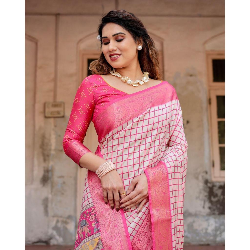 Pure Silk Digital Printed Saree, Exuding Regal Charm With Its Rich Pallu And Intricate Brocade Blouse