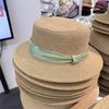 French flat top sunscreen straw hat women's summer seaside vacation sun hat Internet celebrity straw woven wide brim small fresh top hat
