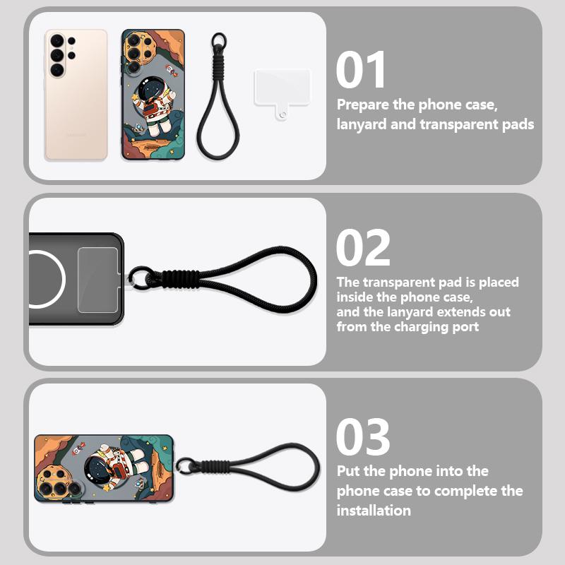 Astronaut Cartoon Pattern Case For Samsung S26 S25 Ultra S24 S23 FE S22 A15 A16 A17 A35 A36 A37 A54 A55 A56 A57 5G Hybrid Magnetic Matte Cover