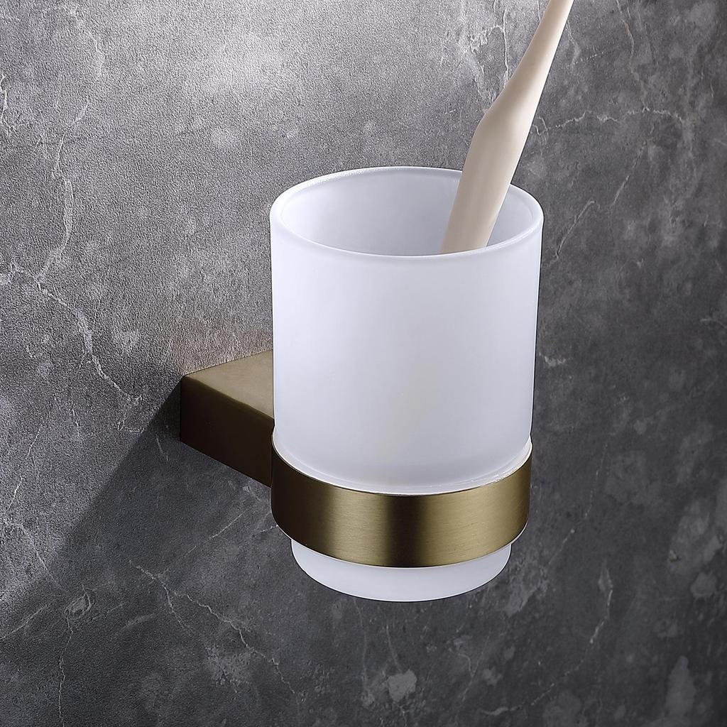 Brushed Gold Bathroom Towel Rack and Shelf Set