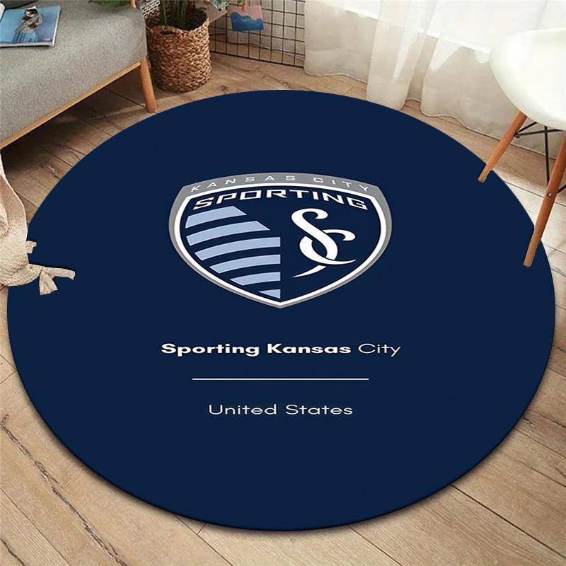 Sporting Kansas City Round Area Rug,Carpet Rug for Living Room Bedroom Sofa Playroom Decor,Non-slip Floor Mat