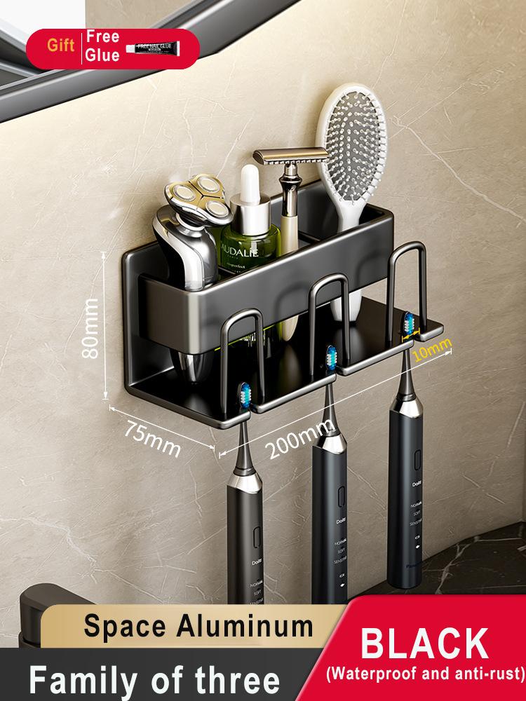 Toothbrush Holder Wall-mounted Gargle Cup Storage Electric Razor Shaver Shelf Batchroom Toiletries Organization Toothbrush Rack