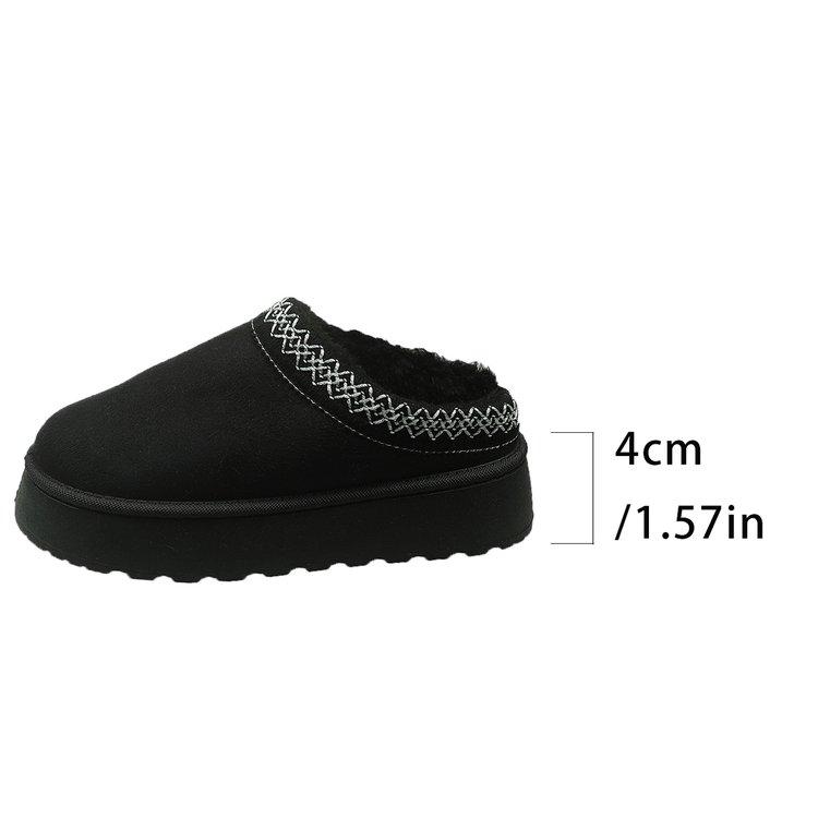 

Модные тапочки на платформе, пушистые, женские/мужские, домашние, балетки, модная плюшевая зимняя обувь, женская, домашняя, элегантная, повседневная обувь, большой размер 36 чёрный