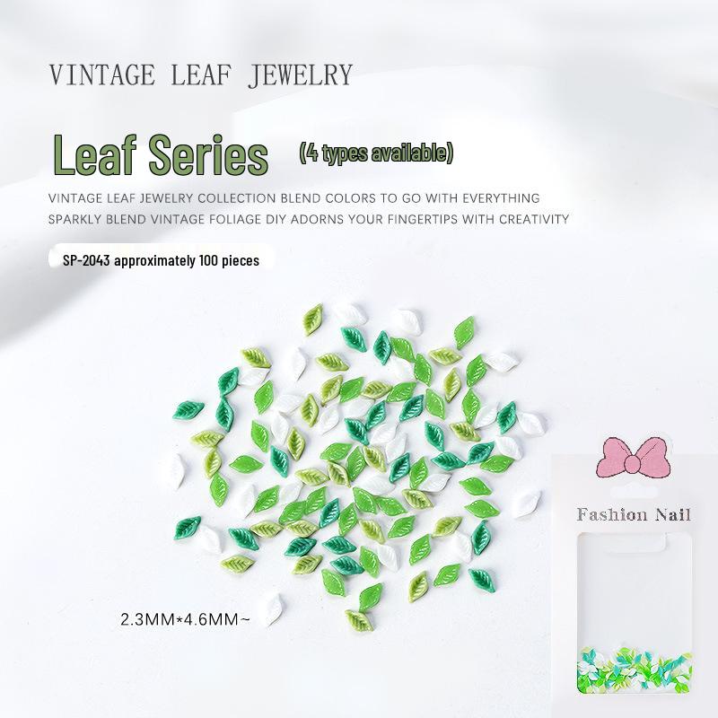 

Украшения для нейл-арта «Смешанные листья»: Зеленые листья из смолы, Красочный мини-набор для DIY-маникюра, Прибл.. 100 шт.