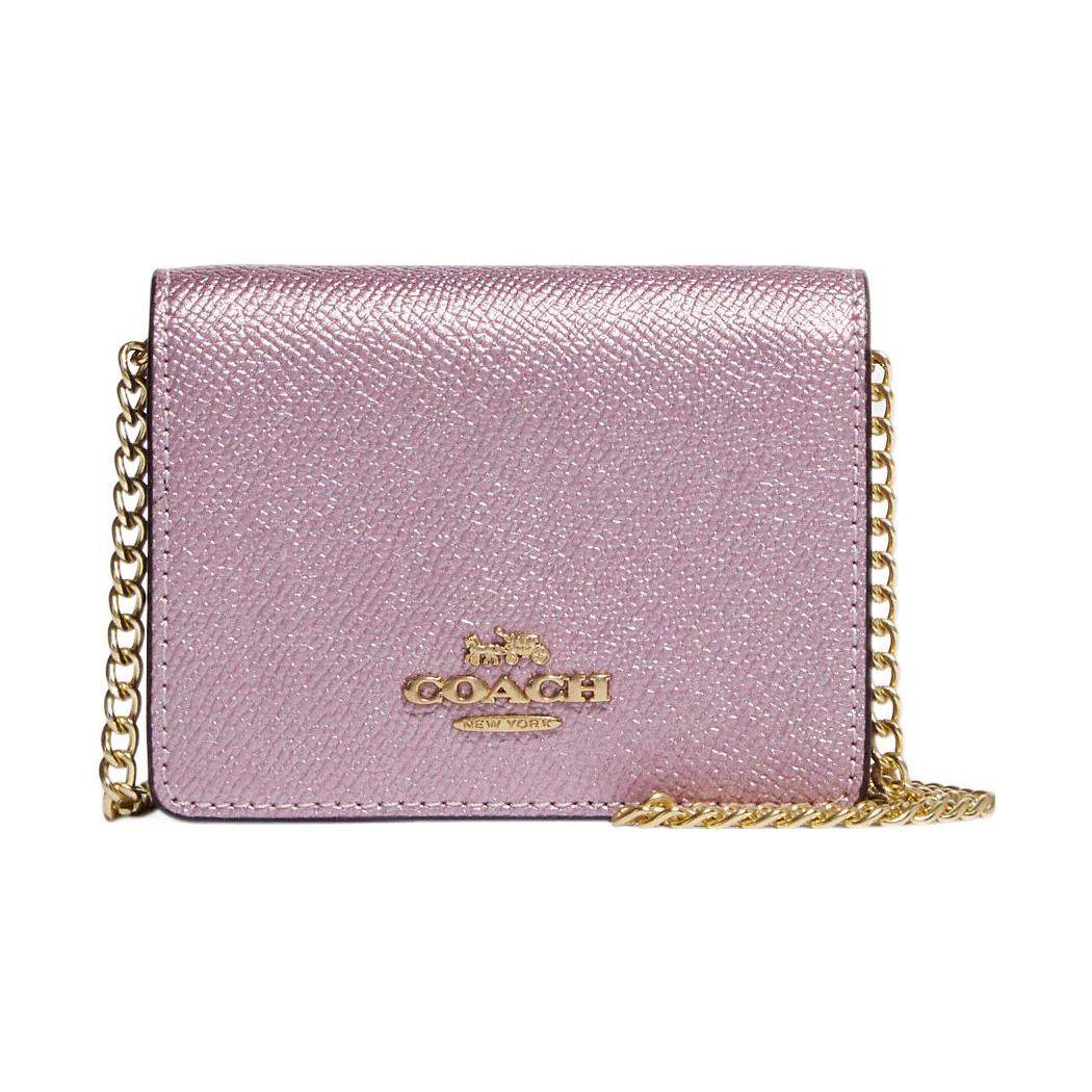 

Coach Mini Solid Color Snap Closure Crosshatch Leather Shoulder Crossbody Bag Chain Wallet Women Bags Metallic-Purple CE666-IMPK9 Basic Set (Bag+Dust Bag)