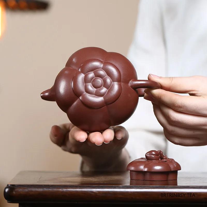 Creative Yixing Purple Clay Teapot Handmade Peach Tea Pot Household Kettle Beauty Tea Infuser Chinese Zisha Tea Set 200ml