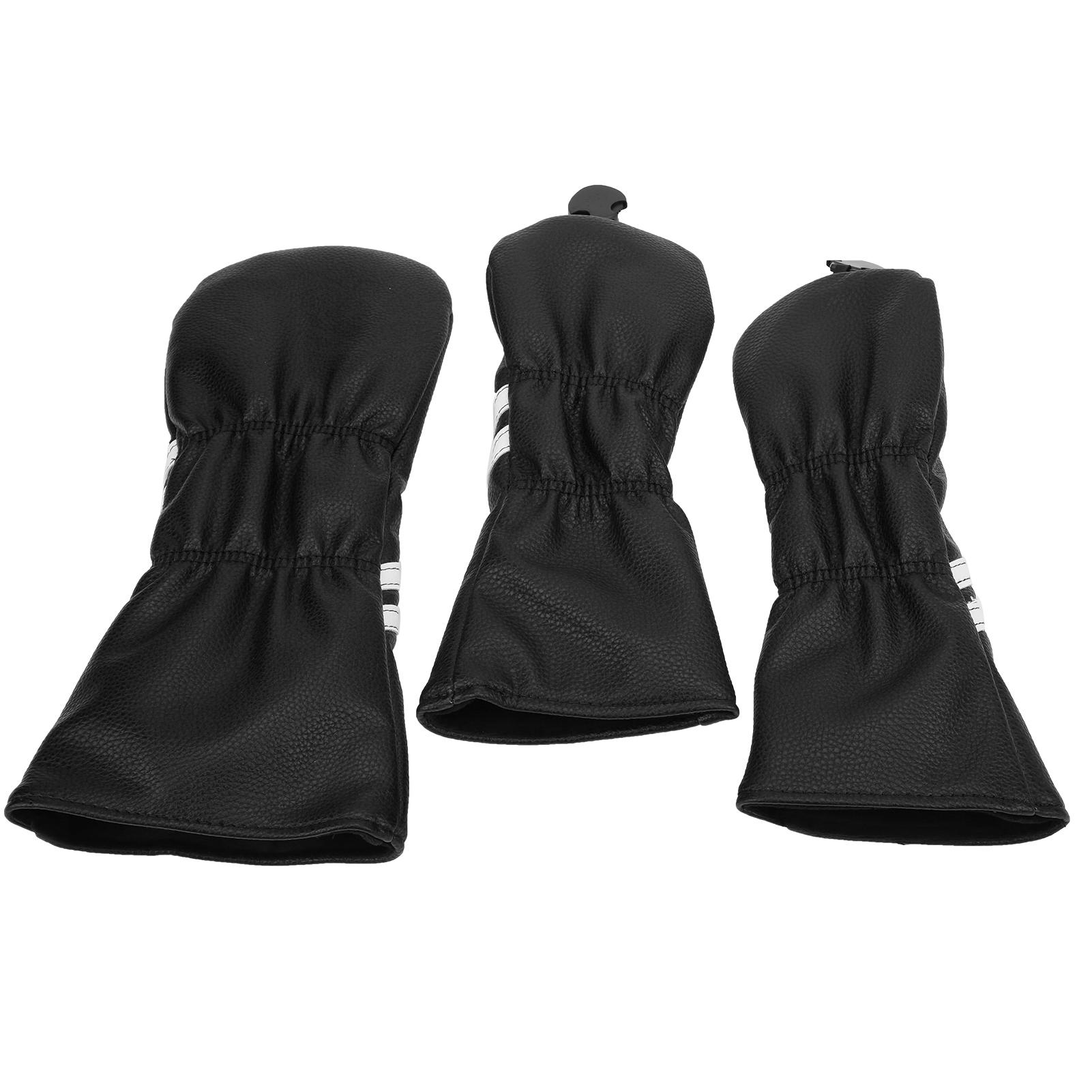 

Golf Wood Headcover Cover Set Stripes Cue Headcovers Golf Club Head Covers for Driver чёрный