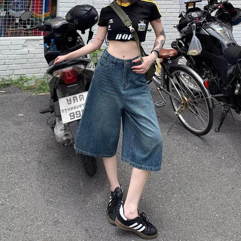 Jasnoniebieskie damskie szerokie szorty dżinsowe - Lato 2025 Trend wyszczuplający sylwetkę gruszki