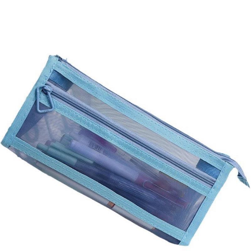 Double-Layer Transparent Mesh Pencil Case – 3D Large-Capacity Stationery Bag for Students