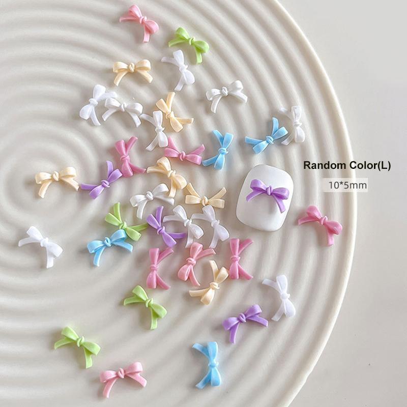 50Pcs Colorful Bow Nail Art Parts Charms Bulk Shiny Mini Resin Ribbon Nail Rhinestones Diy Summer Nail Art Decor Accessories