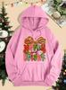 Merry & Bright Bow Print Women's Hoodie - Autumn/Winter Loose Pullover