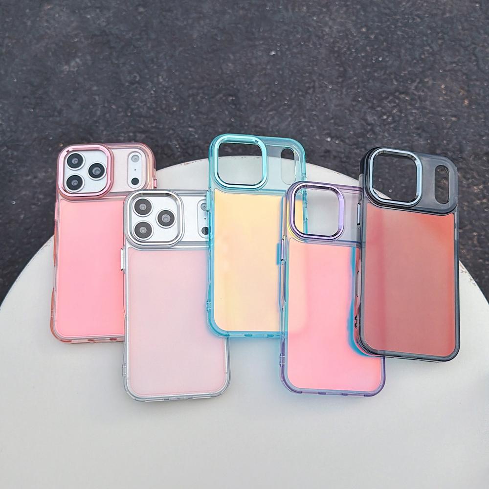 KEYSION Fashion Laser Gradient Colorful Phone Case for iPhone 17 Pro Max Soft TPU+PC Shockproof Back Cover for iPhone 17 Pro