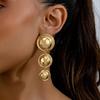 Europe and America Style Exaggerated Geometric Round Earrings for Women Personality Three Layer Smooth Stud Earring Jewelry Gift