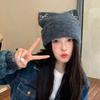 Sweet Cool Knitted Pullover Hat Bow Winter Wool Hat Keep Warm Cat Ears Beanie Hat  Autumn