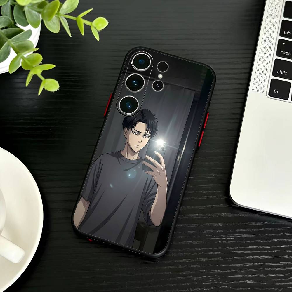 Attack On Titan Levi Ackerman Phone Case For Samsung S26,S25,S24,S23,S22,S21,S20,Ultra,Plus,FE Black Soft Cover