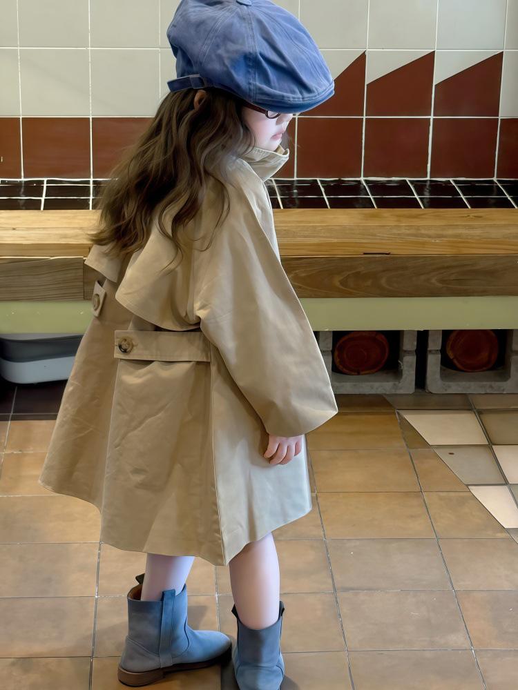 2025 British Style Mid-Length Windbreaker for Girls - Early Autumn Collection