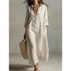 Spring And Summer Solid Color Lapel Casual Long-sleeved Shirt Long French Dress