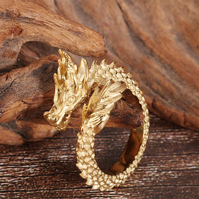 KALEN Creative 3D Dragon Charm Finger Rings HIp Hop Stainless Steel Lucky Ring Friend‘s Gift Personalized Animal Trendy Jewelry