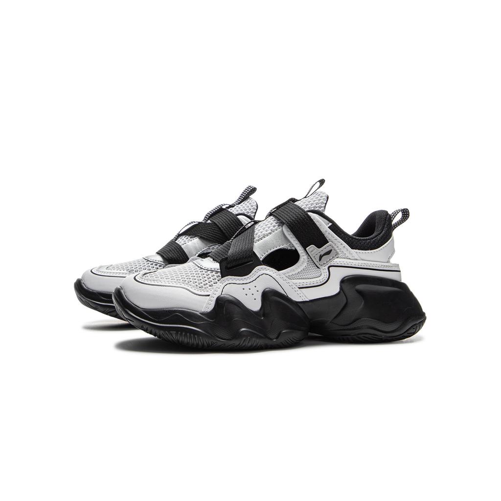 Li Ning Kids Mesh Comfortable Simple Breathable Lightweight Shock Absorption Low Top Casual Shoes Kids Sneaker Black Standard-White YKCV078-7