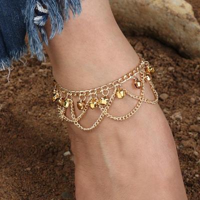 1PC Gold Tassel Chain Bells Sound Gold Metal Chain Anklet Bracelet Elegant Women Leg Foot Chain Girl Beach Bracelets Foot Jewelry