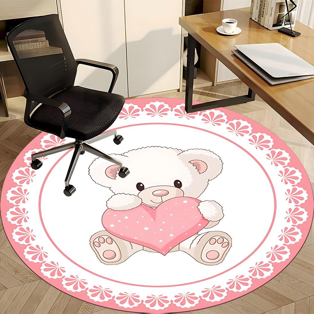 1pc Teddy HeartChair Carpet for Office, Indoor Non-Slip Washable Polyester Fiber Carpet, Mat For Office, Machine Washable