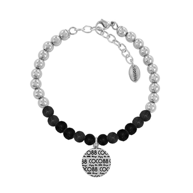 

[CO88] Logo Steel Bead Bracelet 4. White Rose Gold