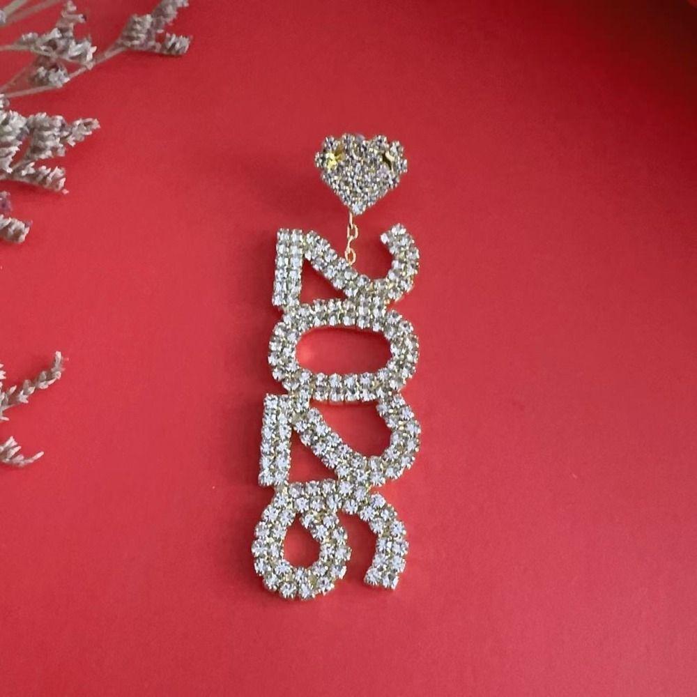 Crystal Jewelry 2026 Stud Earrings Rhinestone Rhinestone Earrings Vintage New Year Earrings  Party
