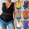 Top Scurt Vestă Tricou Yufeng cu Decolteu în V, Fără Mâneci, Talie Înaltă