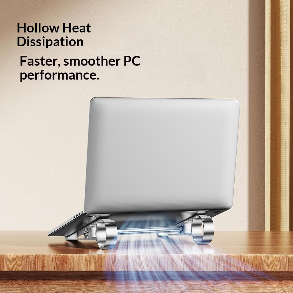 0022 Portable Aluminum Laptop Stand Desktop Riser Cooling Pad Foldable Storage Ergonomic Design for Home/Office