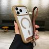 For iPhone 17 Pro Case Compatible with MagSafe TPU PC Clear Phone Back Cover with Wrist Strap