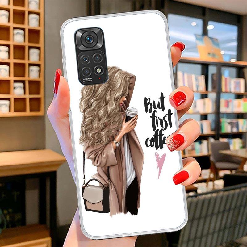 Girl Boss Female Coffee Cover Phone Case For Xiaomi Redmi Note 15 14 13 12 11 10 Pro Plus 14S 12S 11S 11T 11E 10S Soft Fundas Sh
