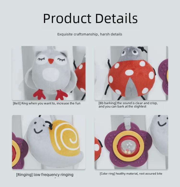 Aipinqi Grey Animal Baby Crib Soothing Toy and Bed Pendant.
