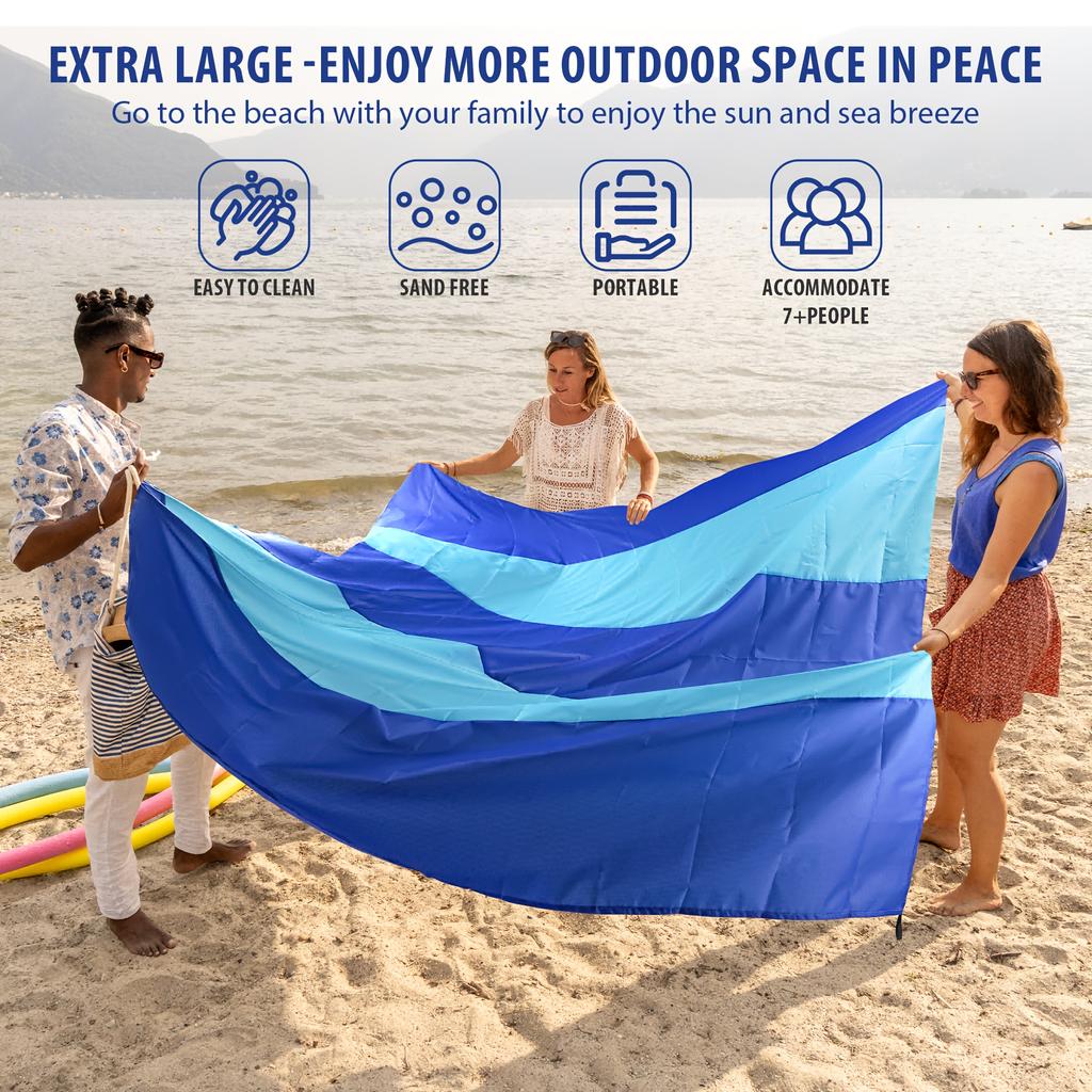 Picnic Beach Blanket For 4 To 7 Adults Oversized Lightweight Sandproof Mat For Beach Travel Camping Hiking And Outdoor Activitie