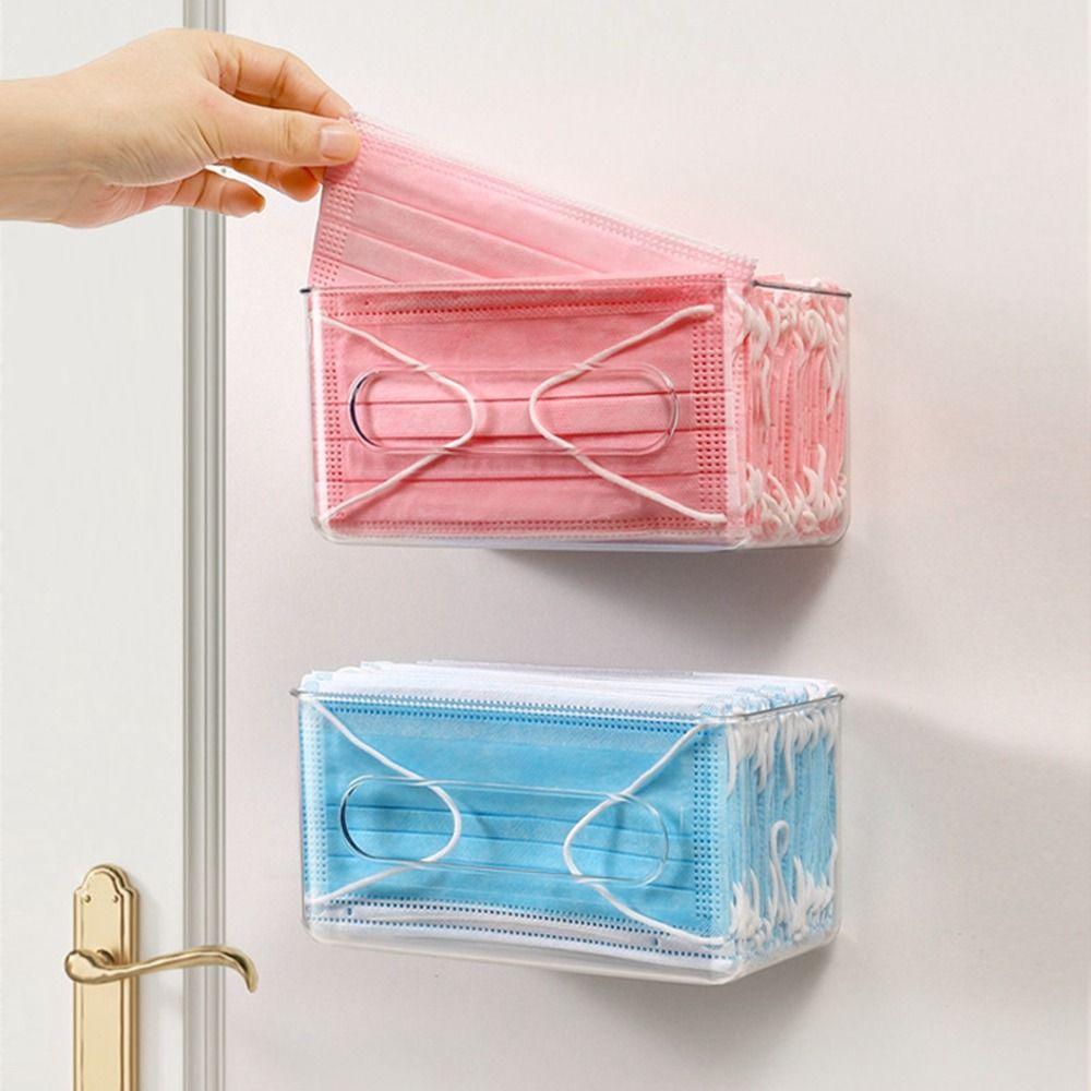 Plastic Disposable Mask Holder Free-punching Tissue Box Practical Mask Box  Home