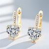 Cute Female White Zircon Stone Round Heart Hoop Earrings Vintage Fashion Gold Silver Color Wedding  For Women