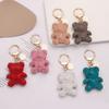 Cartoon Bear Keychain Pendant Cute Rhinestone Bear Keyring Charm Decorations Bag Keyring Hanging Ornament Car Keys Ring