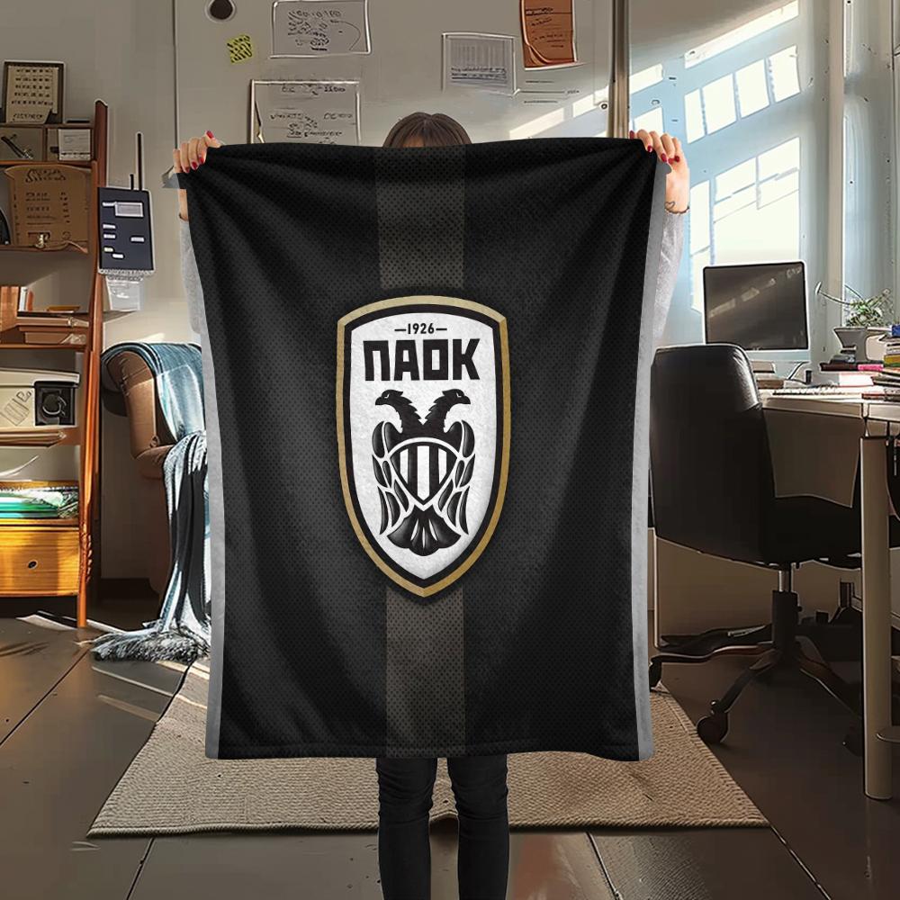 PAOK FC, vzorová flanelová deka, vysoká kvalita, pohodlná pro všechna roční období, domácí dekorace, teplo a pohodlí, ideální jako dárek.