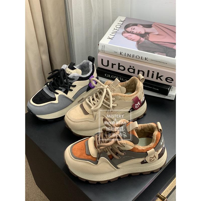 Winter new platform sneakers fleece running shoes 1458